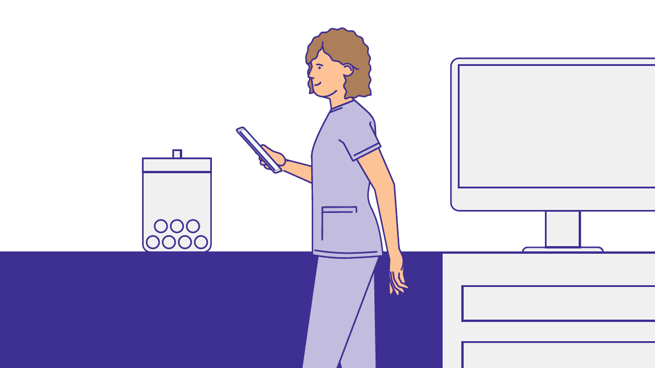 Animation of vet tech with a tablet